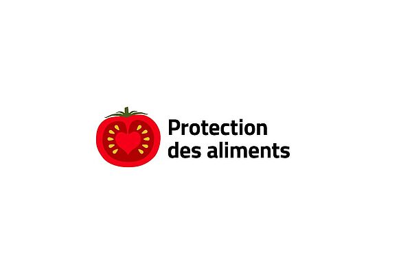 Tomate dessinée, avec à côté les mots "Protection des aliments".
