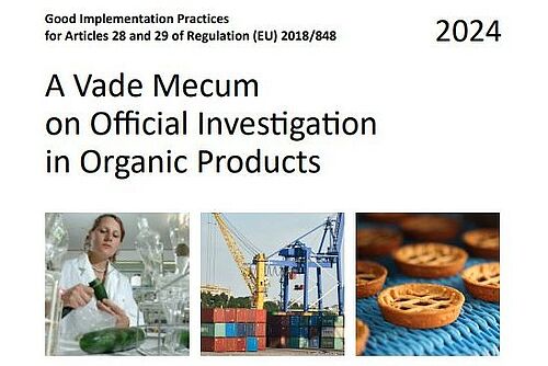 Image de la page de couverture du vade-mecum avec le titre « A Vade Mecum on Official Investigation in Organic Products ».