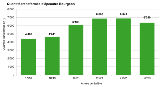 Graphique des quantités d'épeautre Bourgeon transformées en 2024