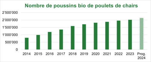 Nombre de poussins bio souches chairs en suisse